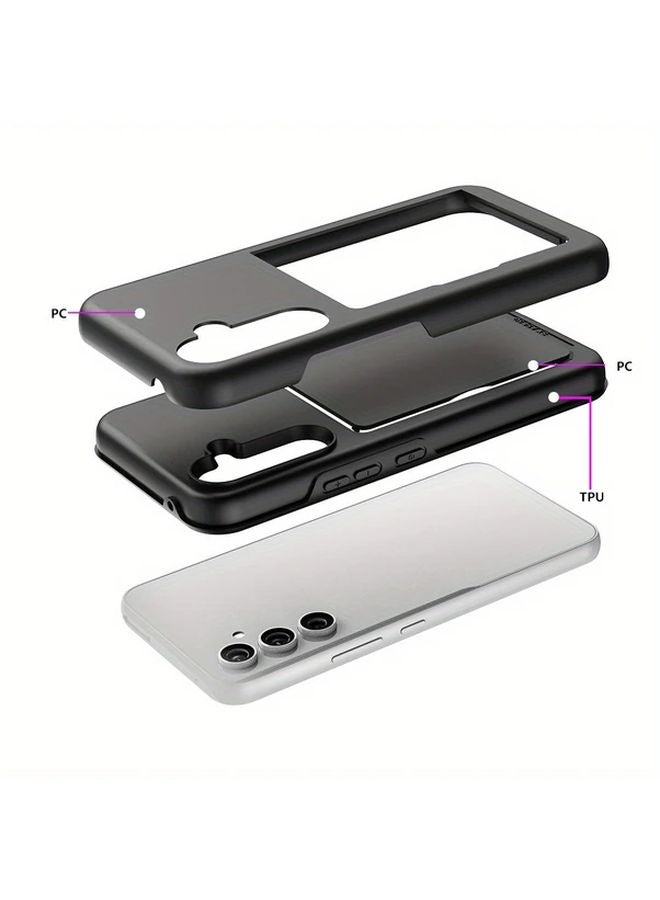 Black Flip Card Wallet Case For Samsung Galaxy S25 Shockproof Protective Cover - Image 3