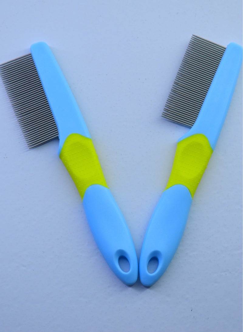 2 قطع مزيل القمل والقشرة بمقبض ازرق