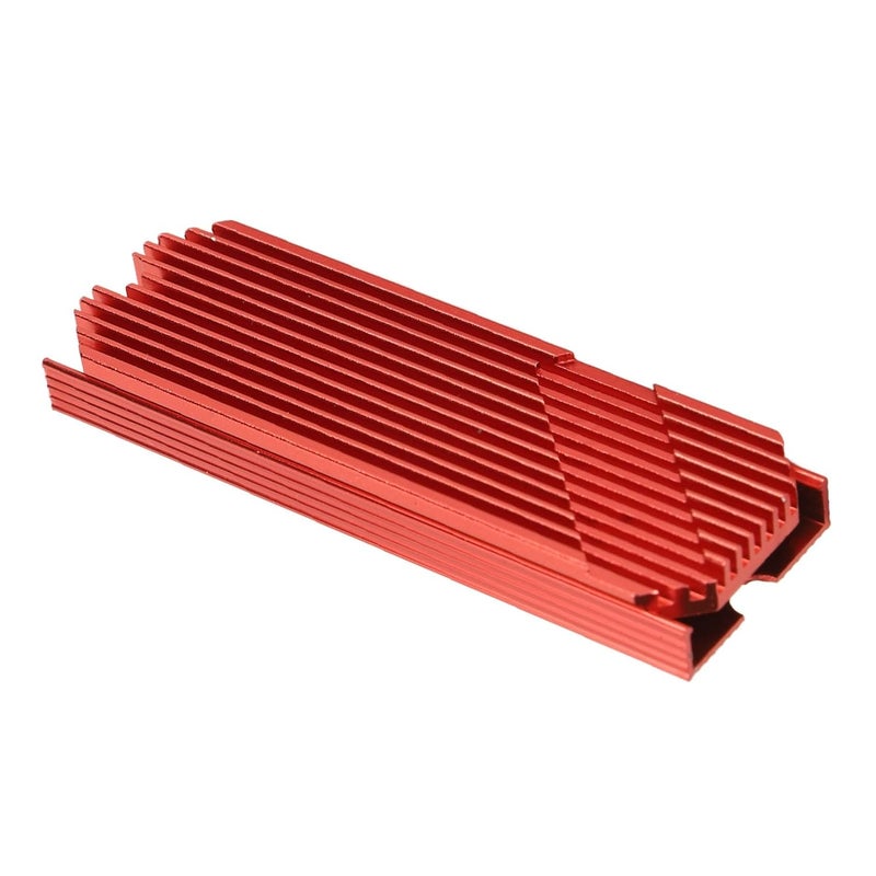 M.2 2280 SSD Heatsink, Anodized Aluminum Alloy with 45 Degree Inclined Heat Conduction and Silicone Thermal Pads, Compatible with Single Double Sided M.2 2280 SSD for Desktop (Red) - Image 1