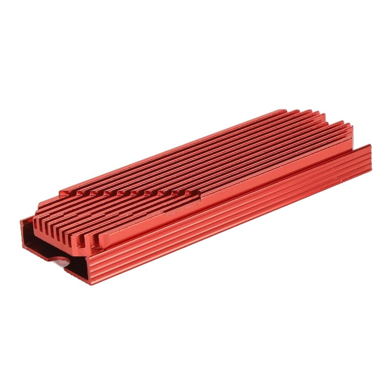 M.2 2280 SSD Heatsink, Anodized Aluminum Alloy with 45 Degree Inclined Heat Conduction and Silicone Thermal Pads, Compatible with Single Double Sided M.2 2280 SSD for Desktop (Red) - Image 4