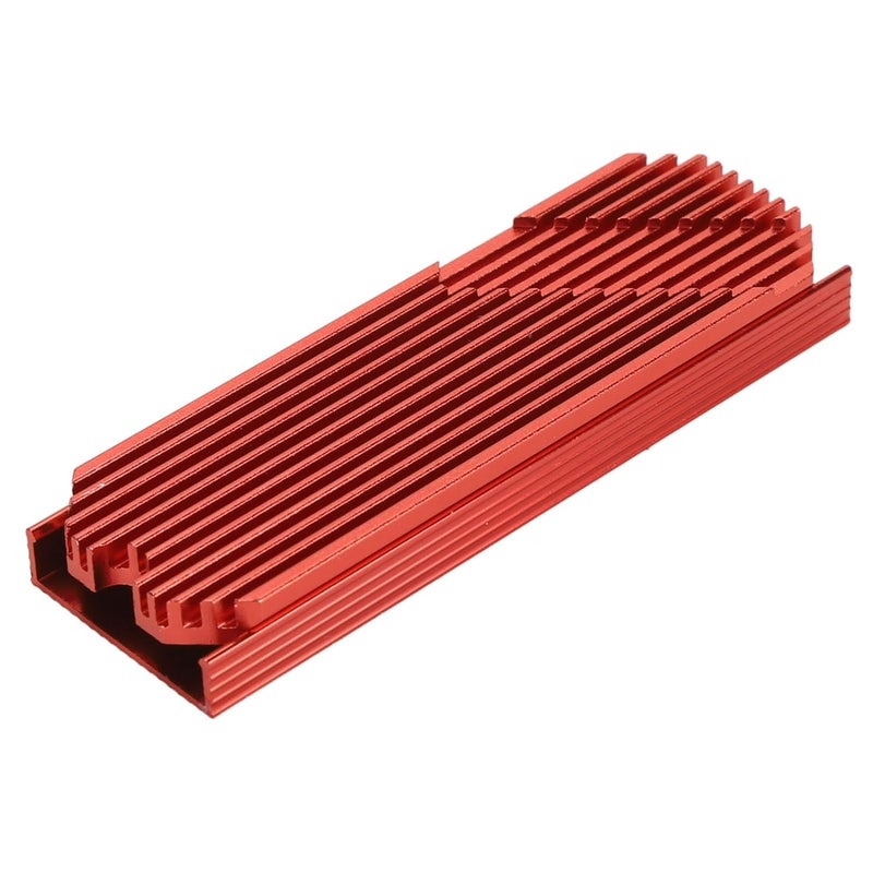 M.2 2280 SSD Heatsink, Anodized Aluminum Alloy with 45 Degree Inclined Heat Conduction and Silicone Thermal Pads, Compatible with Single Double Sided M.2 2280 SSD for Desktop (Red) - Image 5