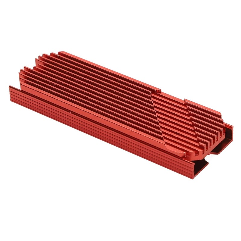 M.2 2280 SSD Heatsink, Anodized Aluminum Alloy with 45 Degree Inclined Heat Conduction and Silicone Thermal Pads, Compatible with Single Double Sided M.2 2280 SSD for Desktop (Red) - Image 3