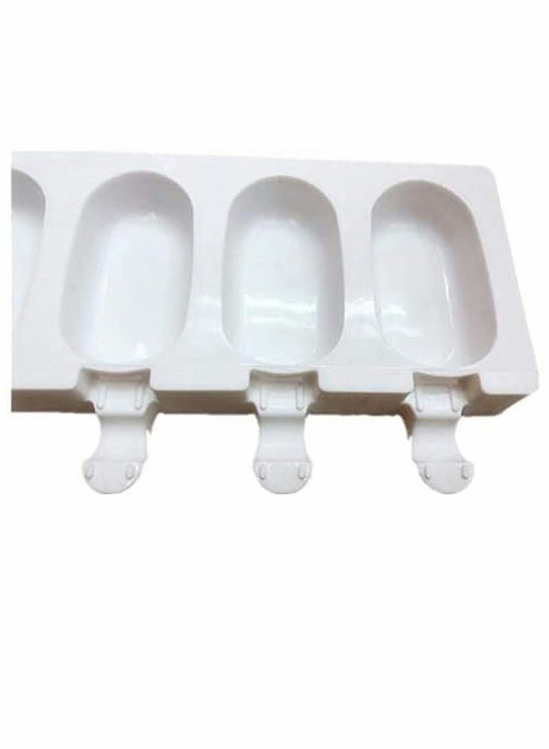 NIBEMINENT Lakobos Pieces Popsicle Molds Set, 8 Cavities Silicone with 50 Wooden Sticks for DIY Ice Pop Cream Mold Oval Cake (White) - Image 4