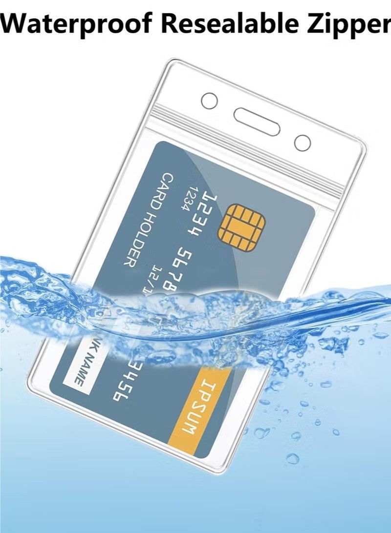 حامل شارة عمودي شفاف مكون من 20 قطعة، حامل بطاقة هوية قابل للغلق ومقاوم للماء، حامل شارة اسم بلاستيكي للمكتب والمدرسة والمؤتمرات - Image 5