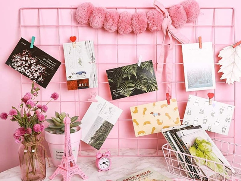 PIKIFY Steel Photo Grid Frame for Wall [45 * 65cm]& Basket + Tray, Clip Holder Multi Functional Creative Mesh Wall Grid-1PC-[Made in India] (Black) - Image 1