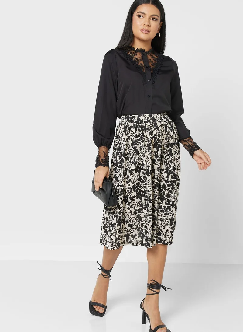 ELLA Lace Trim Button Down Shirt