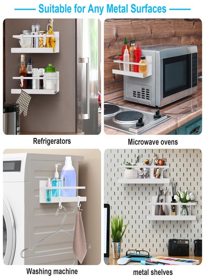 Seropy Magnetic Spice Rack for Refrigerator, 2 Pack Magnetic Shelf Fridge Organizer for Spice Jars, Magnet Shelves Seasoning Spice Holder with 4 Hooks for Kitchen White Board Pantry Organizers and Storage - Image 5