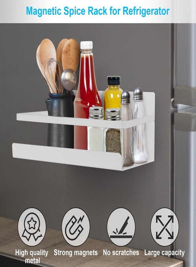 Seropy Magnetic Spice Rack for Refrigerator, 2 Pack Magnetic Shelf Fridge Organizer for Spice Jars, Magnet Shelves Seasoning Spice Holder with 4 Hooks for Kitchen White Board Pantry Organizers and Storage - Image 3