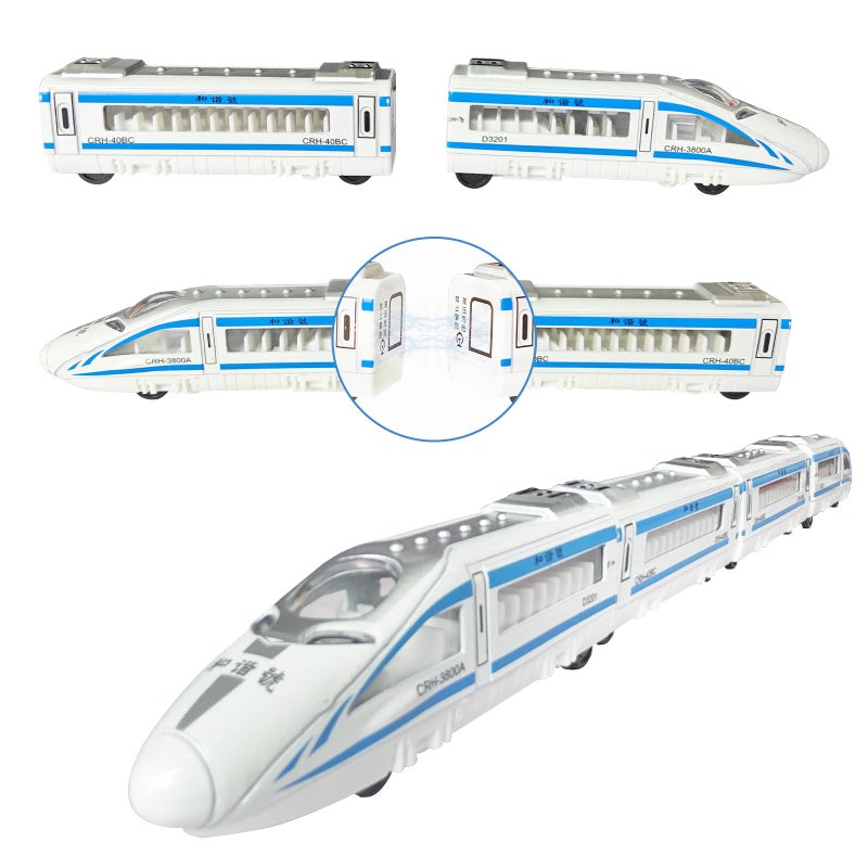 OTONOPI Toy Train Set Diecast Bullet Train with Magnetic Connectors Subway High Speed Locomotive Toy Car Track Raillway for Kids Boys and Girls Age 3 Up Pack of 4 Pcs - Image 3