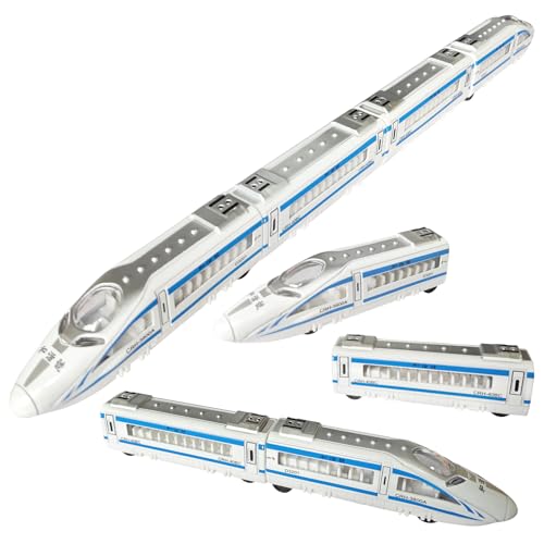 OTONOPI Toy Train Set Diecast Bullet Train with Magnetic Connectors Subway High Speed Locomotive Toy Car Track Raillway for Kids Boys and Girls Age 3 Up Pack of 4 Pcs - Image 5