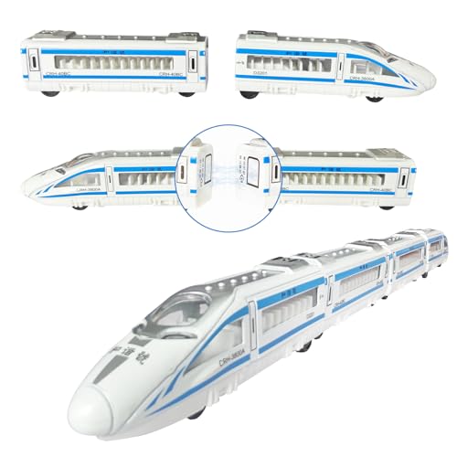 OTONOPI Toy Train Set Diecast Bullet Train with Magnetic Connectors Subway High Speed Locomotive Toy Car Track Raillway for Kids Boys and Girls Age 3 Up Pack of 4 Pcs - Image 1