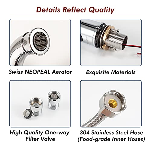 TUSEE Touchless Bathroom Faucet with Rotatable Spout and Manual Option, Bathroom Sink Faucet with Temperature Control and Flow Control, Chrome, TS-5501C - Image 4