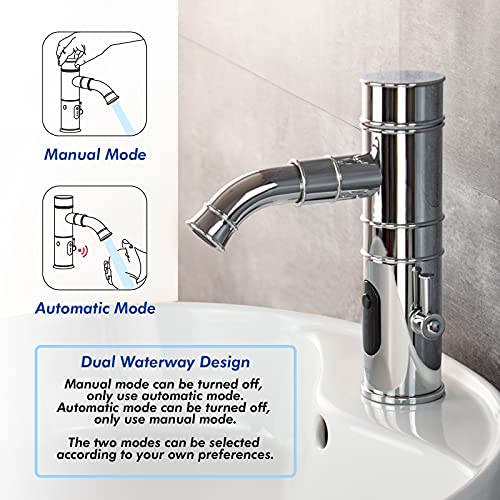 TUSEE Touchless Bathroom Faucet with Rotatable Spout and Manual Option, Bathroom Sink Faucet with Temperature Control and Flow Control, Chrome, TS-5501C - Image 2