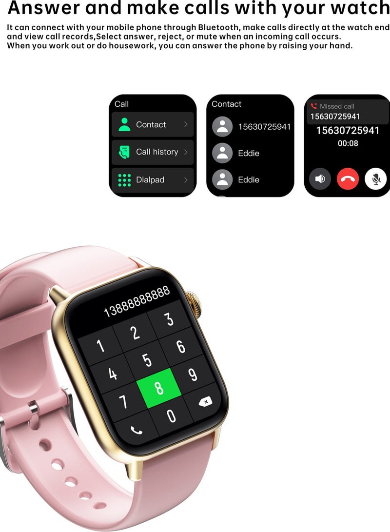 QS08Pro Body Temperature Heart Rate Sports Call Smart Watch (Pink) - Image 3