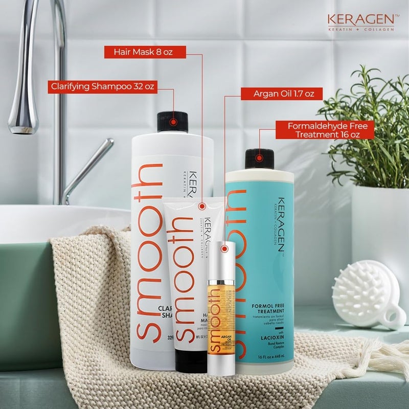 Keragen Brazilian Keratin Smoothing Treatment | Formaldehyde-Free Blowout Kit for Frizzy, Dry, or Damaged Hair | Organic Keratin and Collagen | Salon-Quality Results at Home | 16 Oz - Image 2