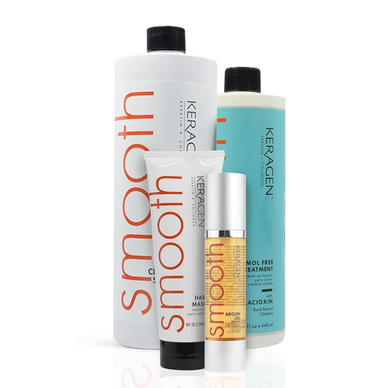 Keragen Brazilian Keratin Smoothing Treatment | Formaldehyde-Free Blowout Kit for Frizzy, Dry, or Damaged Hair | Organic Keratin and Collagen | Salon-Quality Results at Home | 16 Oz - Image 1