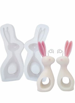 2Pcs Silicone Mold 3D Kissing Couple Rabbit Candle Molds for Candle Making, Bunny Silicone Mold, DIY Candle Plaster Soap Craft Making Tool