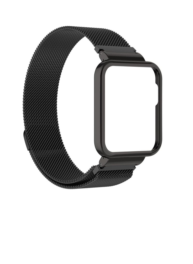 2 in 1 Stainless Steel Band with Cover Watch Strap with Metal Case For Xiaomi Mi Lite / Redmi (Black) - Image 2