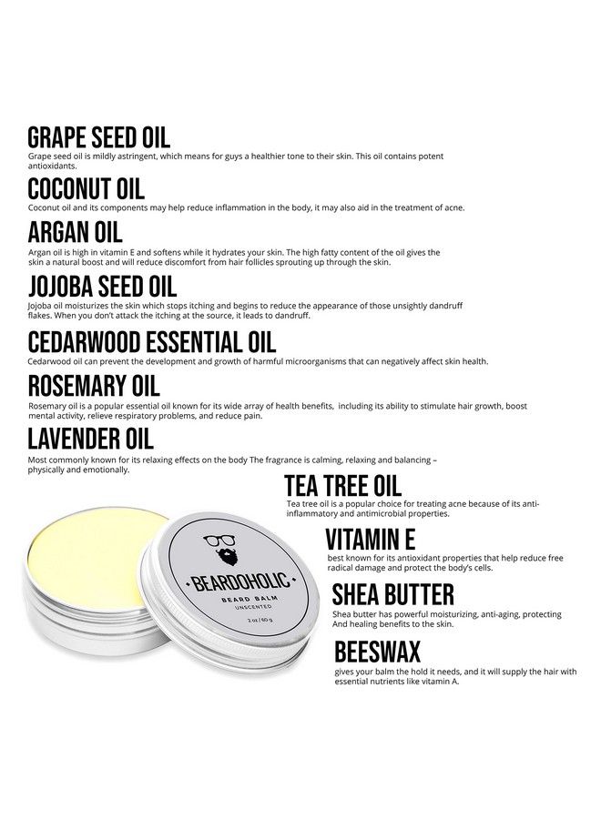 Beardoholic Beard Balm 100% Natural With Strong Hold That Lasts All Day Shapes And Styles Beard With Ease Eliminate Beard Itch And Dandruff Unscented 2 Oz Or 60 G Size Of Container - Image 4