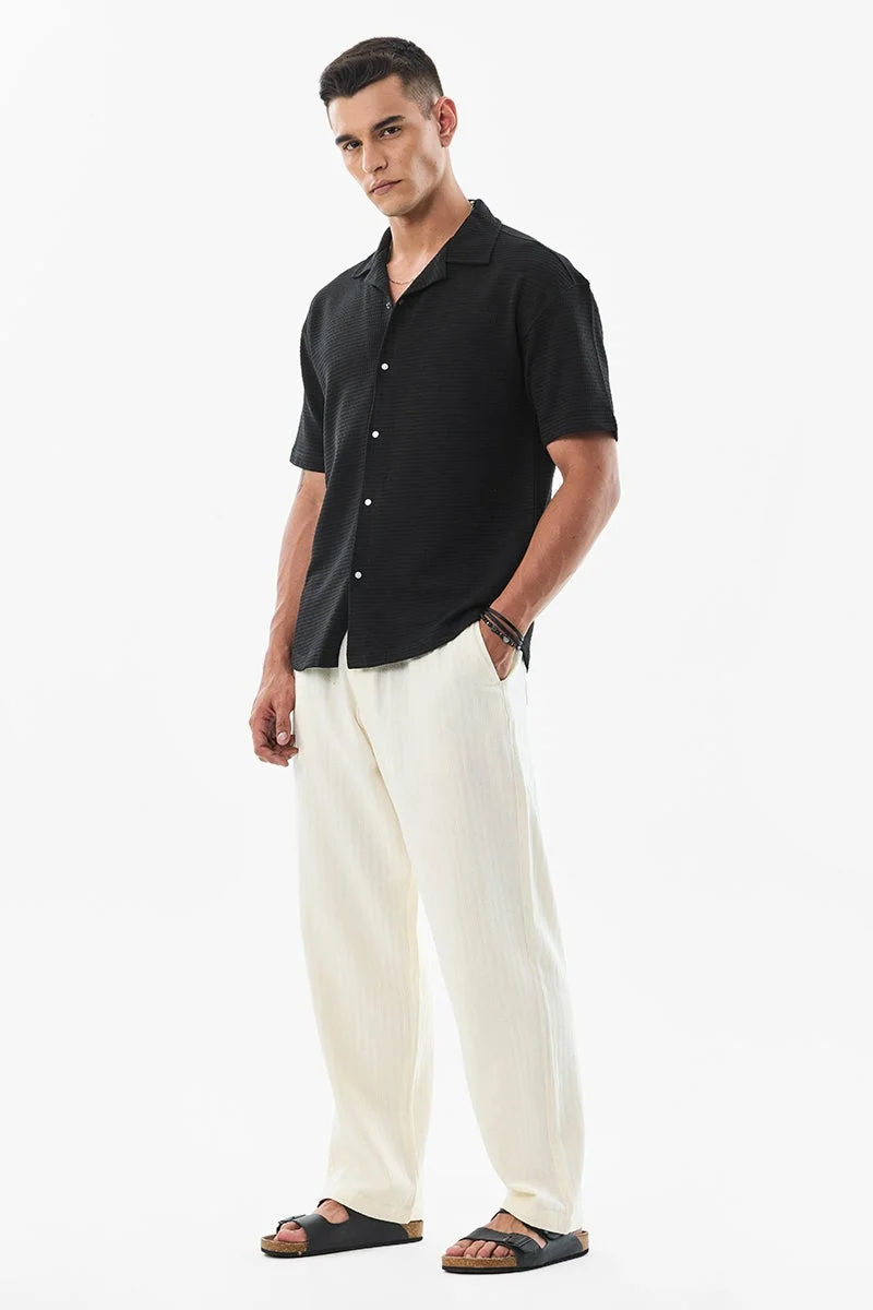 SNITCH Snap Button Box Fit Textured Shirt