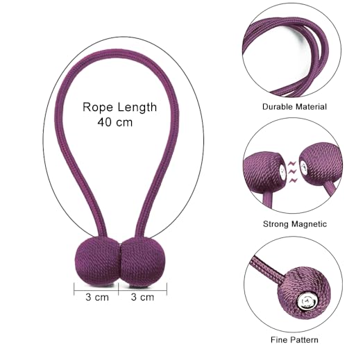 INOVERA (LABEL) 2 Pieces Window Curtain Tiebacks Drapery Hold-Backs Band for Office Home Decorative (Pair 1, Purple) - Image 2
