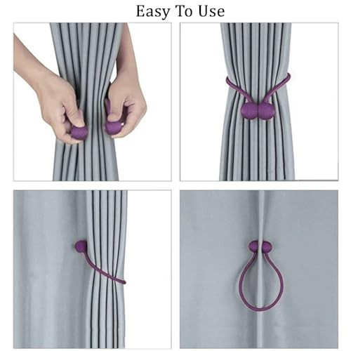 INOVERA (LABEL) 2 Pieces Window Curtain Tiebacks Drapery Hold-Backs Band for Office Home Decorative (Pair 1, Purple) - Image 3