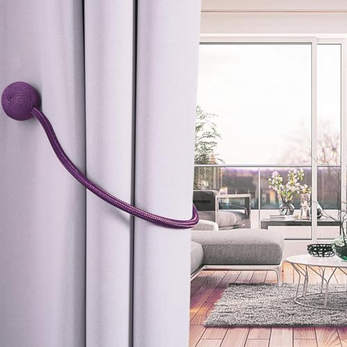 INOVERA (LABEL) 2 Pieces Window Curtain Tiebacks Drapery Hold-Backs Band for Office Home Decorative (Pair 1, Purple) - Image 4