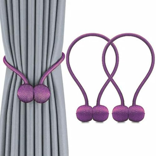 INOVERA (LABEL) 2 Pieces Window Curtain Tiebacks Drapery Hold-Backs Band for Office Home Decorative (Pair 1, Purple) - Image 1