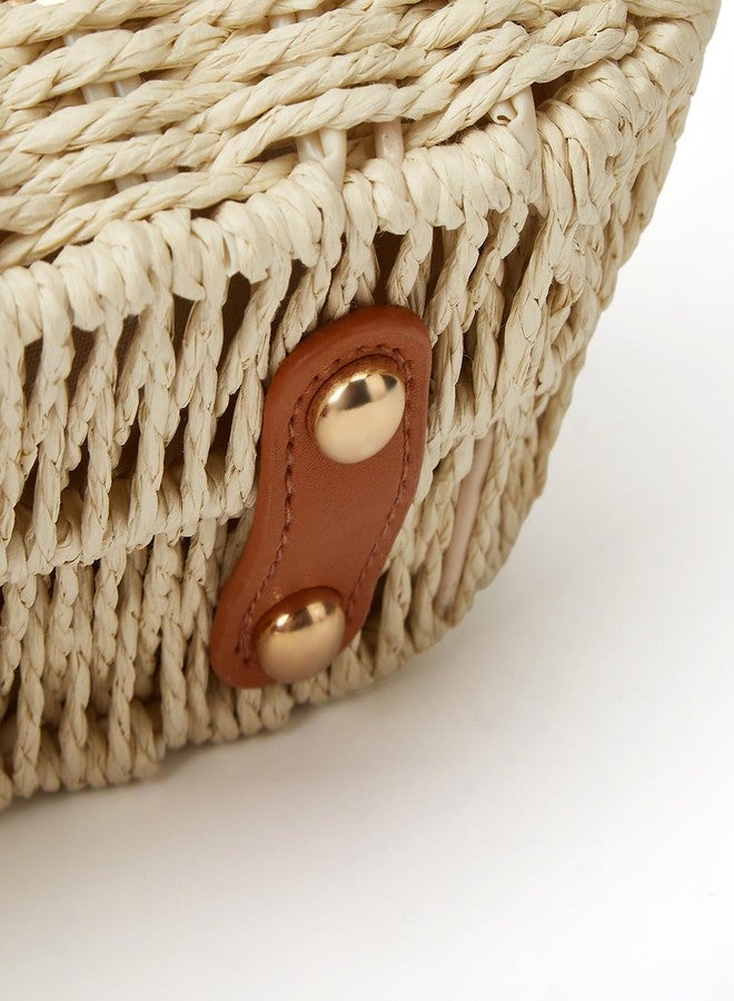 Bagkeak Trendy Straw Beach Bags For Women Dumpling Bag Rattan Clutch Purses Summer Straw Crossbody Handbag Purse Shoulder Bag Travel, Khaki - Image 3