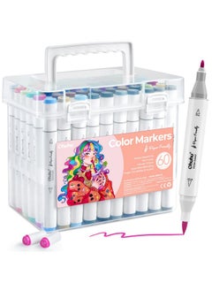 Ohuhu Markers Paper-Friendly No Peeling Water-Based Coloring Markers 60 Colors Dual Brush Fine Tips Markers For Adult Coloring Books No Bleeding Art Markers For Kids Adults Beginner Calligraphy  - Image 1