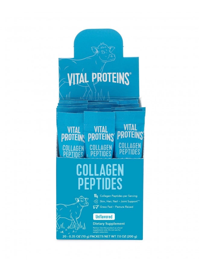 Vital Proteins - Vital Proteins Collagen Peptides Powder Supplement (Type I, III) Travel Packs, Hydrolyzed Collagen for Skin Hair Nail Joint - Dairy & Gluten Free - 10g per Serving - Unflavored (20ct per Box) - Image 1