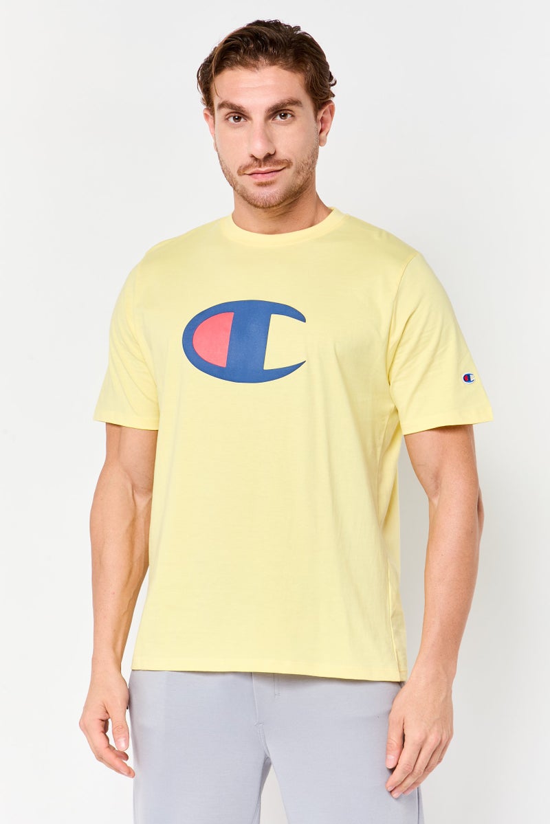 Champion Men Sportswear Fit Short Sleeve Outdoor T-Shirt, Pale Yellow - Image 1