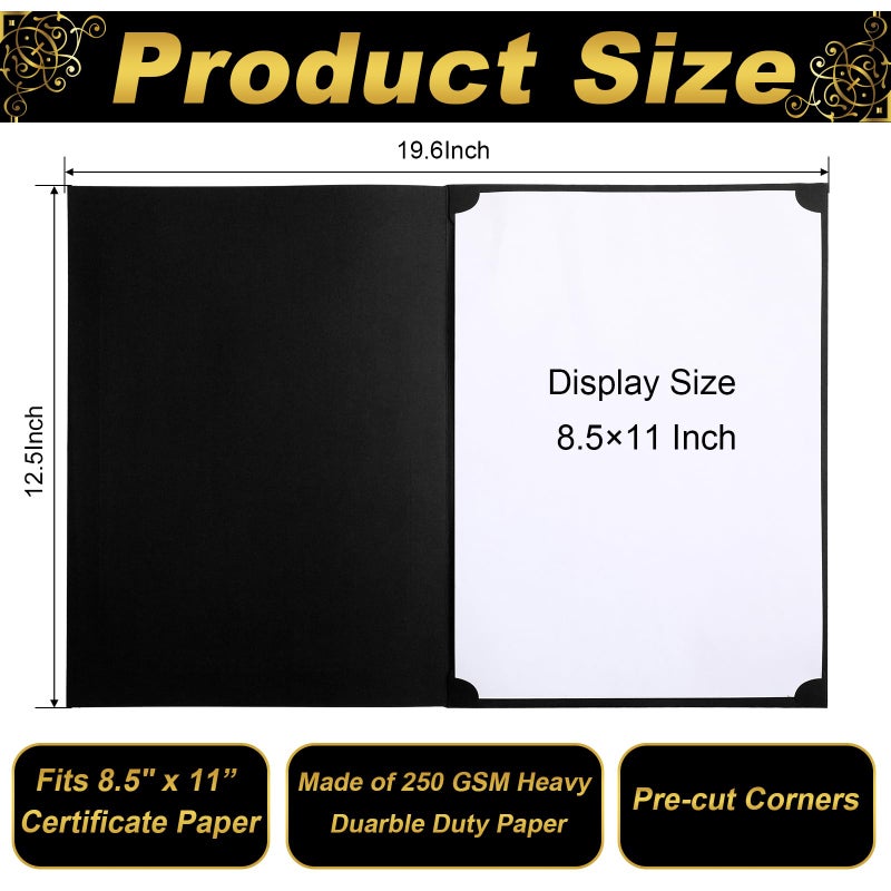 Fainne 120 Packs Certificate Holders Bulk, Diploma Covers Gold Foil Border, Document Covers for Letter Size 8.5x11 Award Certificates, Cardstock, Document Papers, Paper Card Stock(Black) - Image 2