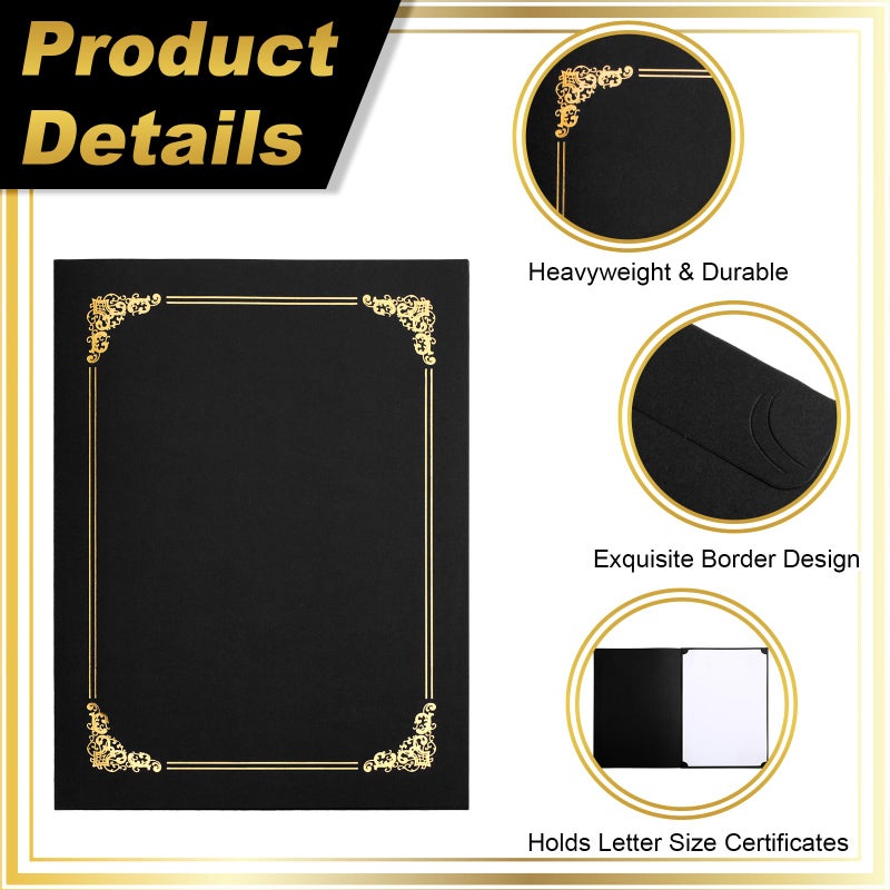 Fainne 120 Packs Certificate Holders Bulk, Diploma Covers Gold Foil Border, Document Covers for Letter Size 8.5x11 Award Certificates, Cardstock, Document Papers, Paper Card Stock(Black) - Image 4