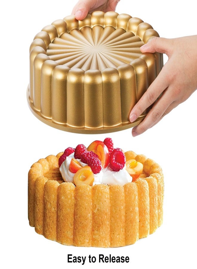 Goaste 9.5 Inch Charlotte Cake Pan, Reusable Fluted Mold, Nonstick Aluminium With Flower Shape for Cheese, Chocolate, Strawberry Shortcake, Brownie Tart Pie - Image 5