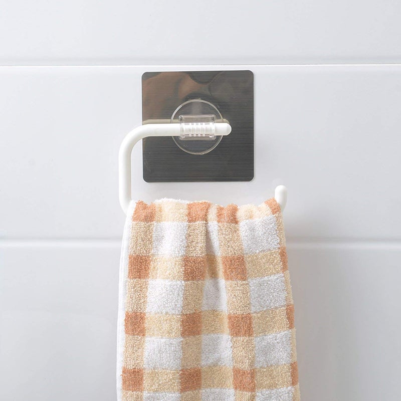 Zollyss Zollyss Magic Sticker Series Self-Adhesive Plastic Napkin Toilet Paper Holder, Towel Ring Open Half, Towel Hanger Rack (White)  - Image 1