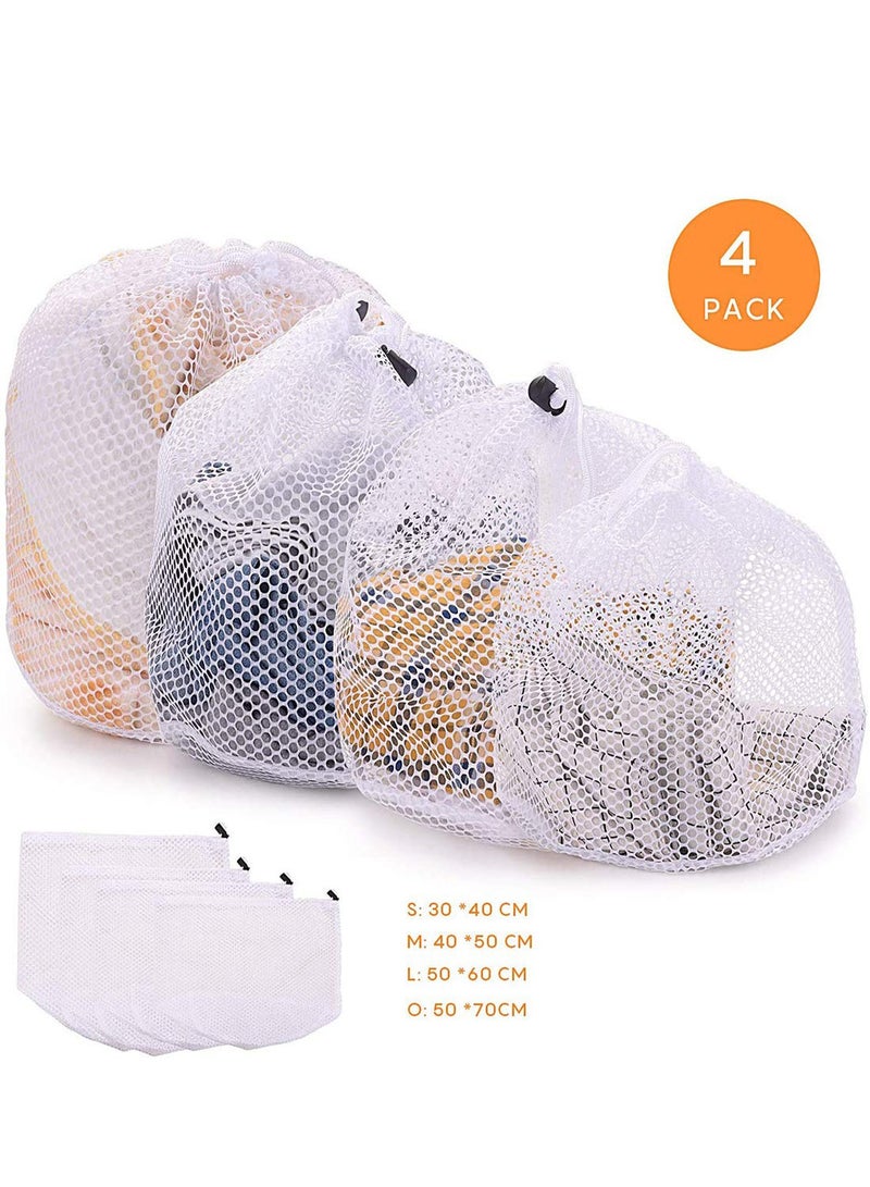 Peachjoy 4PCS Mesh Laundry Bags Laundry Net Bag Drawstring Reusable Durable Washing Net Bag for Clothes Underwear Delicates Socks Baby Clothes Bra Shoes Knitted Garments  - Image 2