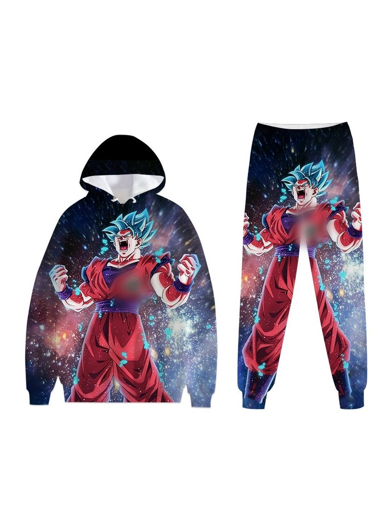 KUYING New Dragon Ball 3D Digital Printed Hooded Sweatshirt And Pants Set  - Image 1
