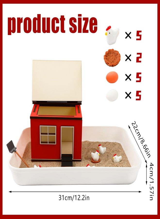 CypherX Chicken Zen Garden Sand Tray Therapy Kit with Miniature Chicken Coop, Hen Figurines Mini Zen Garden Kit Gift Office Desk Decor Fidget Stress Relief - Image 2