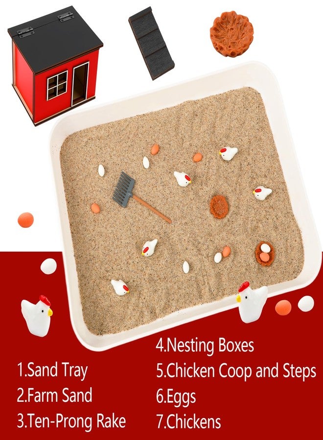 CypherX Chicken Zen Garden Sand Tray Therapy Kit with Miniature Chicken Coop, Hen Figurines Mini Zen Garden Kit Gift Office Desk Decor Fidget Stress Relief - Image 3