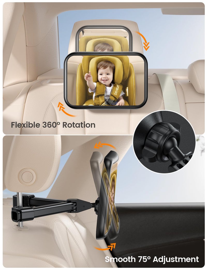 Lamicall Baby Car Mirror for Backseat - [2025 Safest Triangle Hook Clip] Acrylic Car Seat Mirror for Rear Facing, 360Â° Rotation & Wide Clear View, 3S Quick Install, Newborn Baby Essentials Accessories - Image 4