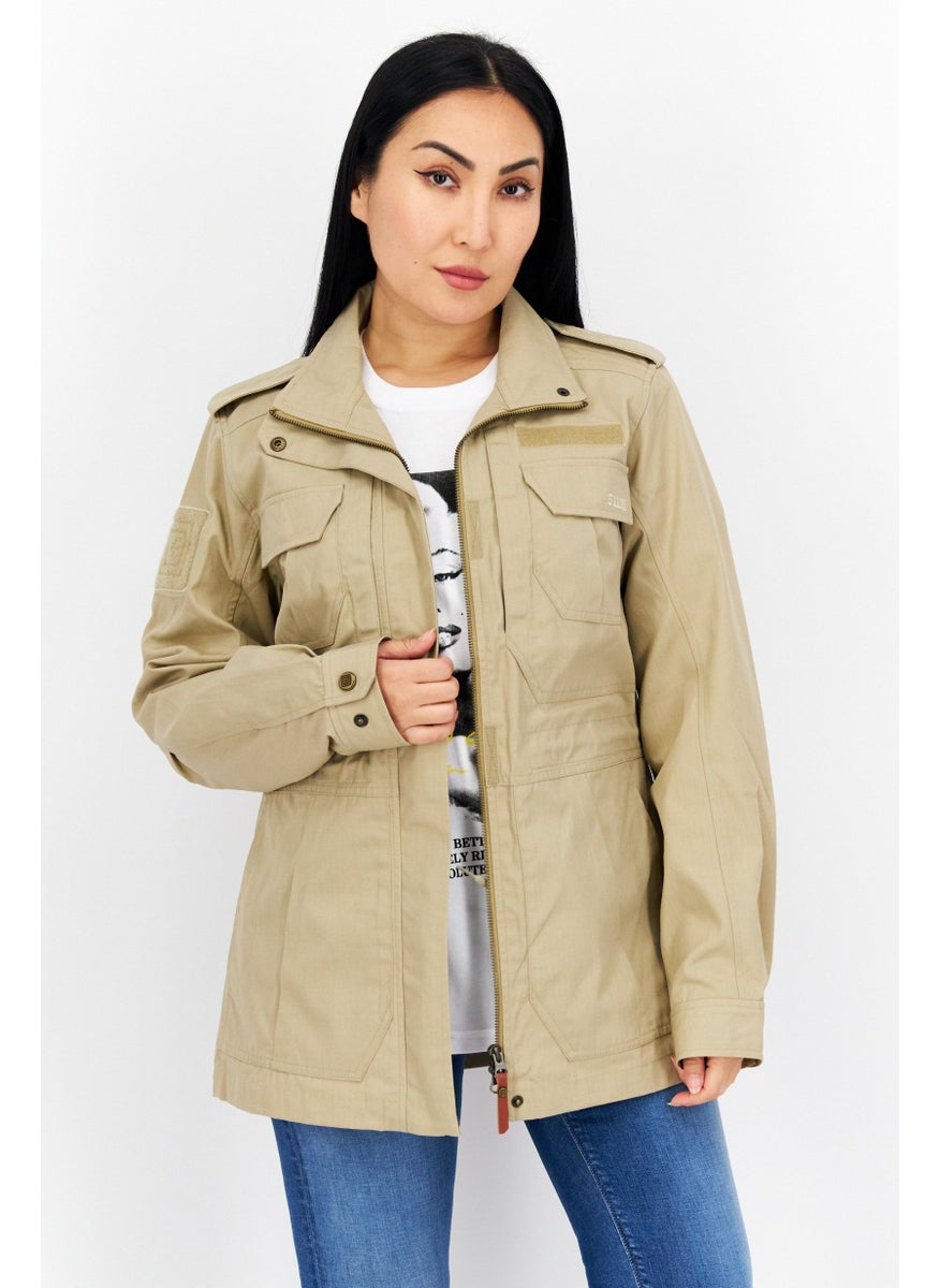 511 Tactical - Women Embroidered Logo Bomber Jacket, Khaki - Image 1
