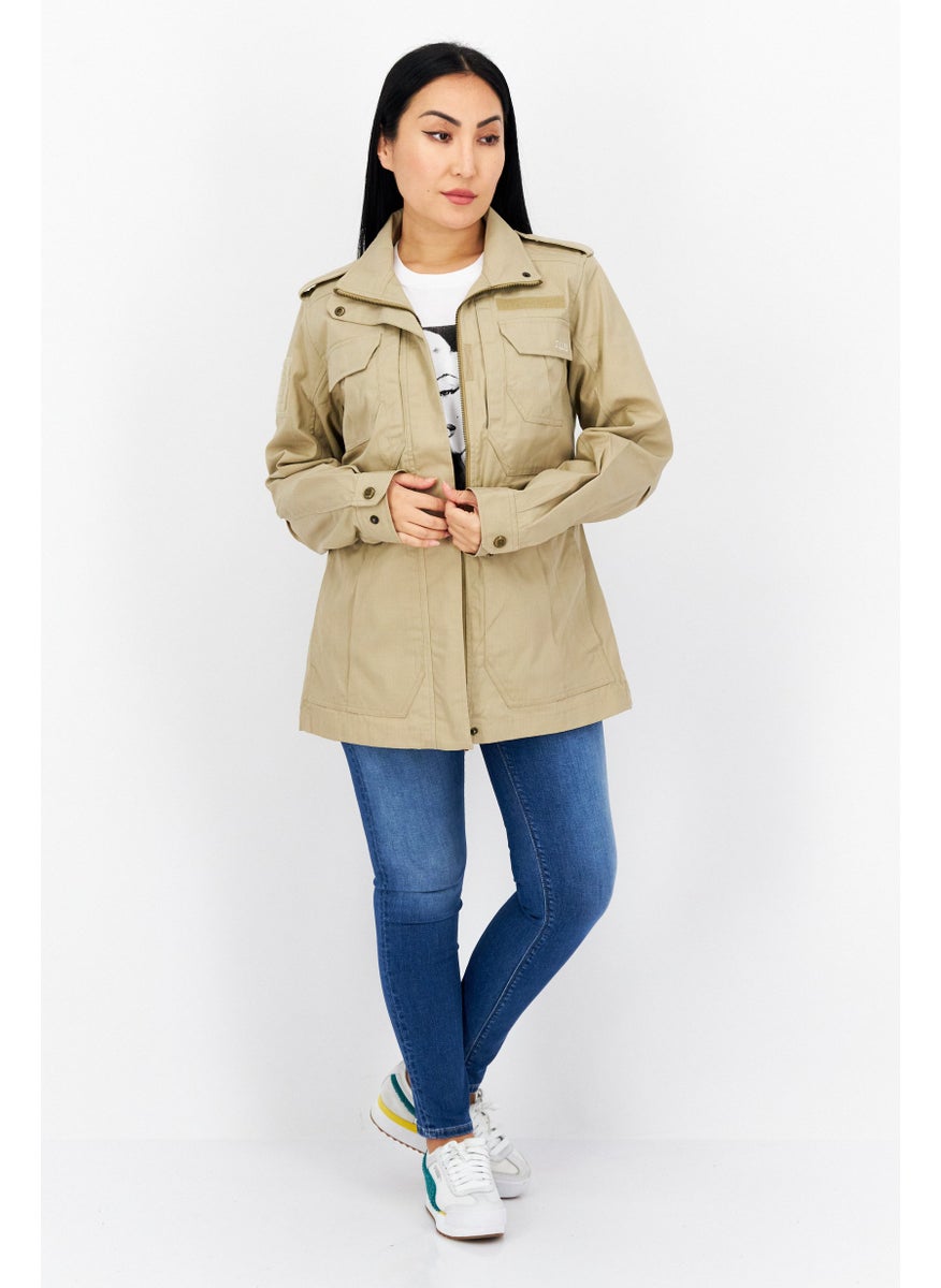 511 Tactical - Women Embroidered Logo Bomber Jacket, Khaki - Image 1
