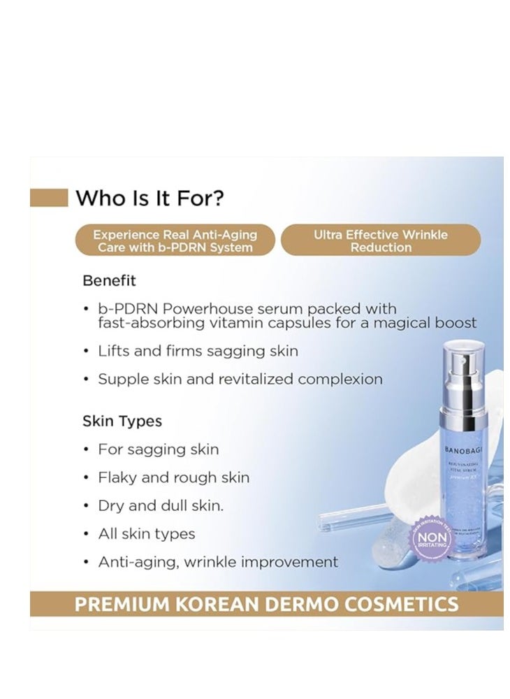 Banobagi - BANOBAGI Rejuvenating Vital Anti Aging Serum for Face - Fine Lines & Wrinkle Removal bPDRN System with Hyaluronic Acid & Vitamin C – Korean Skincare 30ml - Korean Serum for face - Image 1