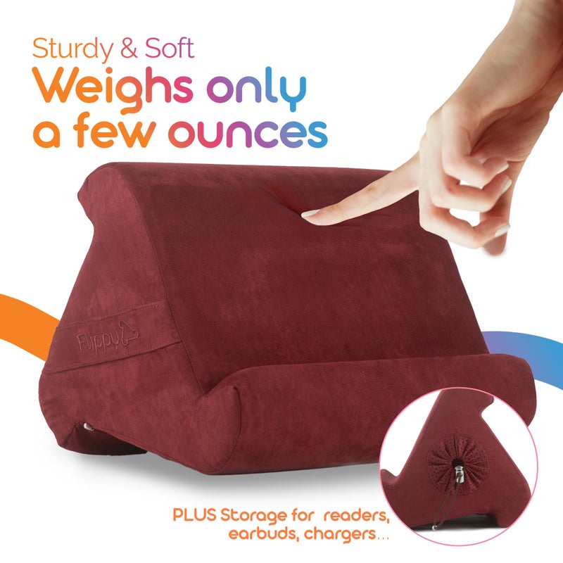 Flippy Original Tablet Pillow Stand & iPad Holder, Gift for Book Lovers & Readers, Multi-Angle Stand with Storage for Lap, Desk & Bed, Compatible with Kindle, Fire, iPad & Samsung, Nebbiolo - Image 3