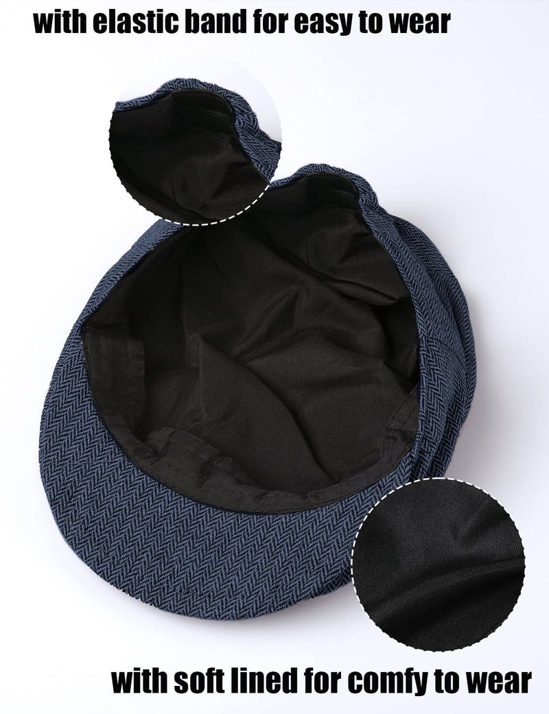 A&J DESIGN Baby Boy Tweed Flat Cap Beret Hat (6-12 Months, Navy Blue) - Image 4