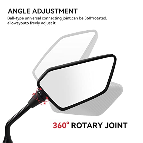 Esploratori ATV Mirror, Side Rearview Mirrors for Bike Motorcycle ATV Scooter Cruiser with 8mm 10mm Bolt, 7/8" Handle Bar Mount Clamp Compatible with Suzuki Yamaha Honda Kawasaki Victory and More - Image 5