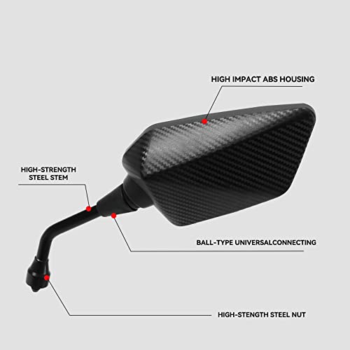 Esploratori ATV Mirror, Side Rearview Mirrors for Bike Motorcycle ATV Scooter Cruiser with 8mm 10mm Bolt, 7/8" Handle Bar Mount Clamp Compatible with Suzuki Yamaha Honda Kawasaki Victory and More - Image 4