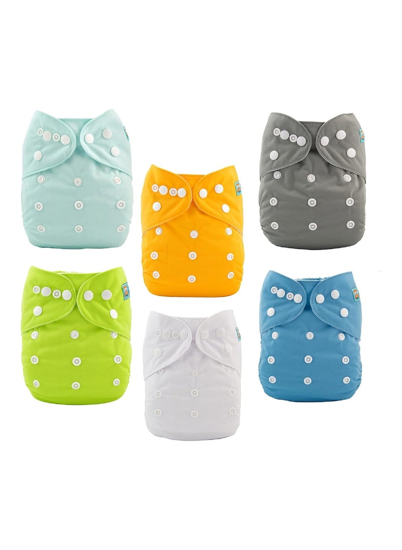 ALVABABY - Baby Cloth Diapers One Size Adjustable Washable Reusable For Baby Girls And Boys 6 Pack With 12 Inserts 6Bm98 - Image 1
