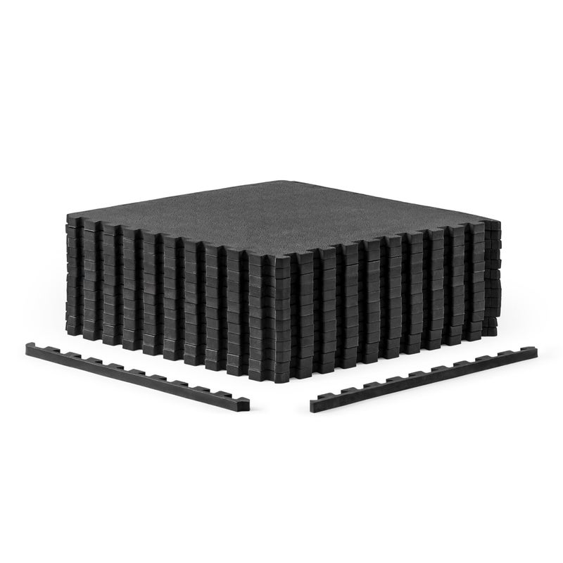 CAP Barbell 1/2-Inch Interlocking EVA Foam Exercise Puzzle Mat Home Gym Flooring - 2 Pack | 24" x 24" x 1/2" | Pebble Pattern - Black - Image 1
